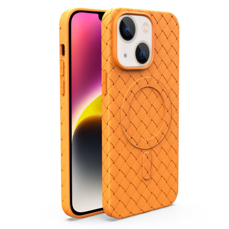 جراب هاتف مغناطيسي تبريد ماج سيف بنمط منسوج، مناسب لأجهزة iPhone 14 وiPhone 14 Pro وiPhone 14 Pro Max وiPhone 13 Pro Max وiPhone 13 Pro وiPhone 13