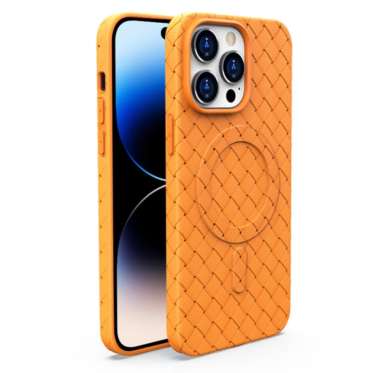 جراب هاتف مغناطيسي تبريد ماج سيف بنمط منسوج، مناسب لأجهزة iPhone 14 وiPhone 14 Pro وiPhone 14 Pro Max وiPhone 13 Pro Max وiPhone 13 Pro وiPhone 13