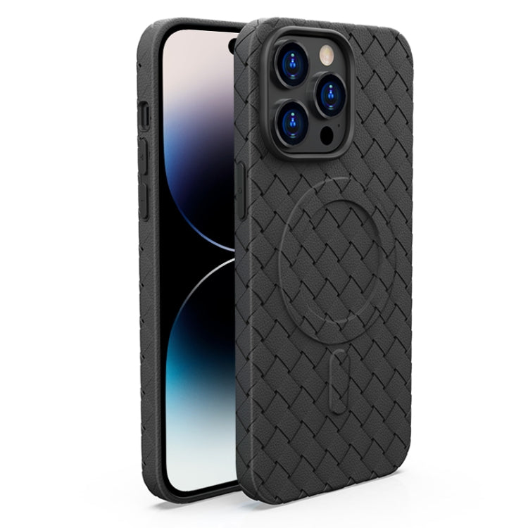 جراب هاتف مغناطيسي تبريد ماج سيف بنمط منسوج، مناسب لأجهزة iPhone 14 وiPhone 14 Pro وiPhone 14 Pro Max وiPhone 13 Pro Max وiPhone 13 Pro وiPhone 13