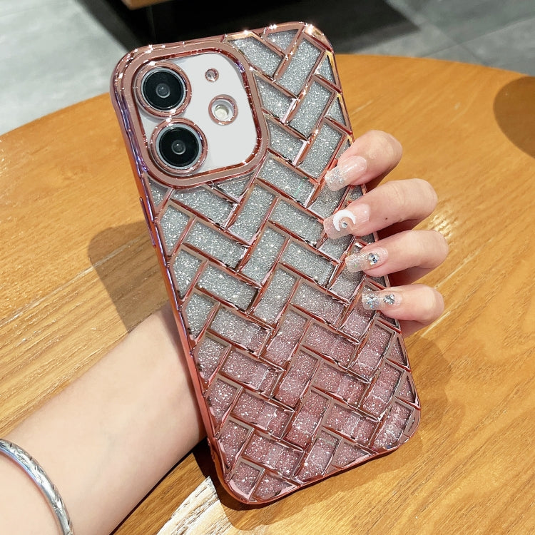 جراب هاتف من الورق اللامع بنقش ليزر ثلاثي الأبعاد وشبكة منسوجة، مناسب لهاتف iPhone 12 Pro وiPhone 11