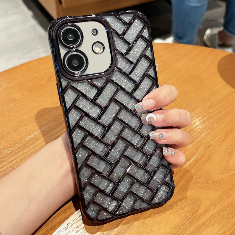 جراب هاتف من الورق اللامع بنقش ليزر ثلاثي الأبعاد وشبكة منسوجة، مناسب لهاتف iPhone 12 Pro وiPhone 11