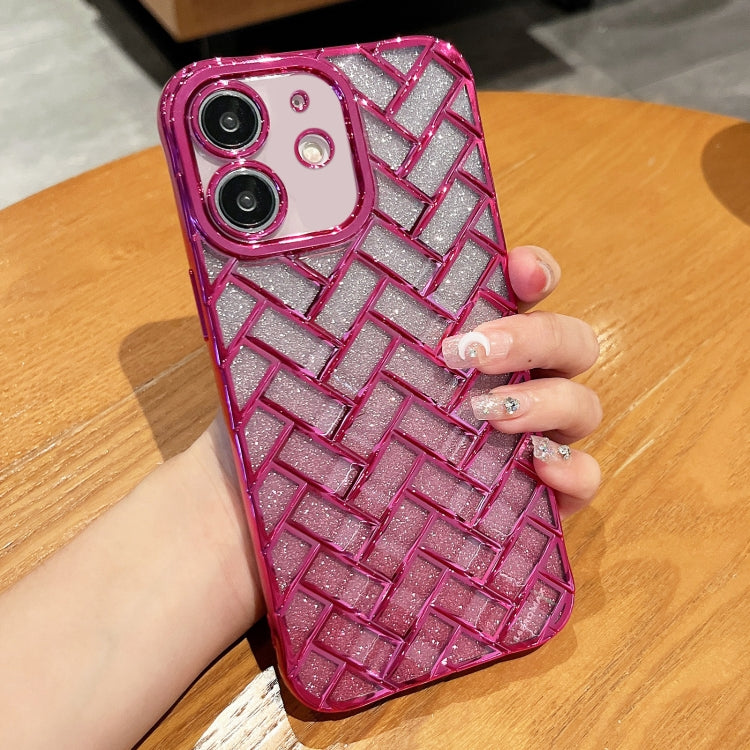 جراب هاتف من الورق اللامع بنقش ليزر ثلاثي الأبعاد وشبكة منسوجة، مناسب لهاتف iPhone 12 Pro وiPhone 11
