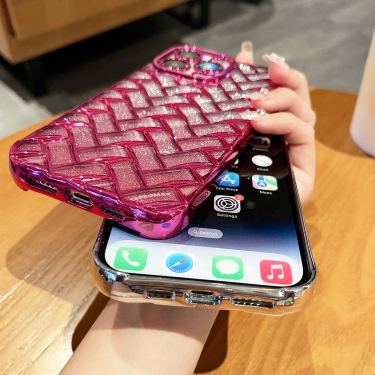 جراب هاتف من الورق اللامع بنقش ليزر ثلاثي الأبعاد وشبكة منسوجة، مناسب لهاتف iPhone 12 Pro وiPhone 11