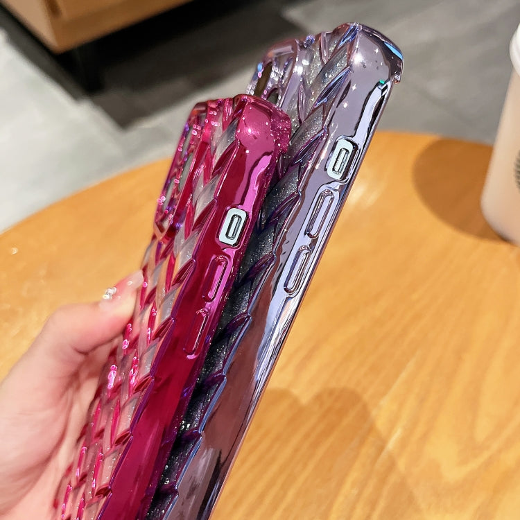 جراب هاتف من الورق اللامع بنقش ليزر ثلاثي الأبعاد وشبكة منسوجة، مناسب لهاتف iPhone 12 Pro وiPhone 11