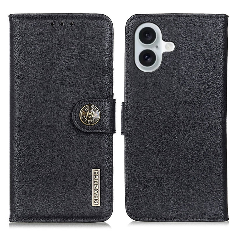 KHAZNEH Cowhide Texture Horizontal Flip Leather Phone Case, For iPhone 16 Pro Max, For iPhone 16 Pro, For iPhone 16 Plus, For iPhone 16, iPhone 16e, For iPhone 15 Pro Max, For iPhone 15 Pro, For iPhone 15 Plus, For iPhone 15