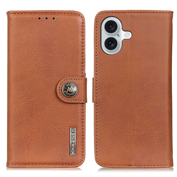 KHAZNEH Cowhide Texture Horizontal Flip Leather Phone Case, For iPhone 16 Pro Max, For iPhone 16 Pro, For iPhone 16 Plus, For iPhone 16, iPhone 16e, For iPhone 15 Pro Max, For iPhone 15 Pro, For iPhone 15 Plus, For iPhone 15