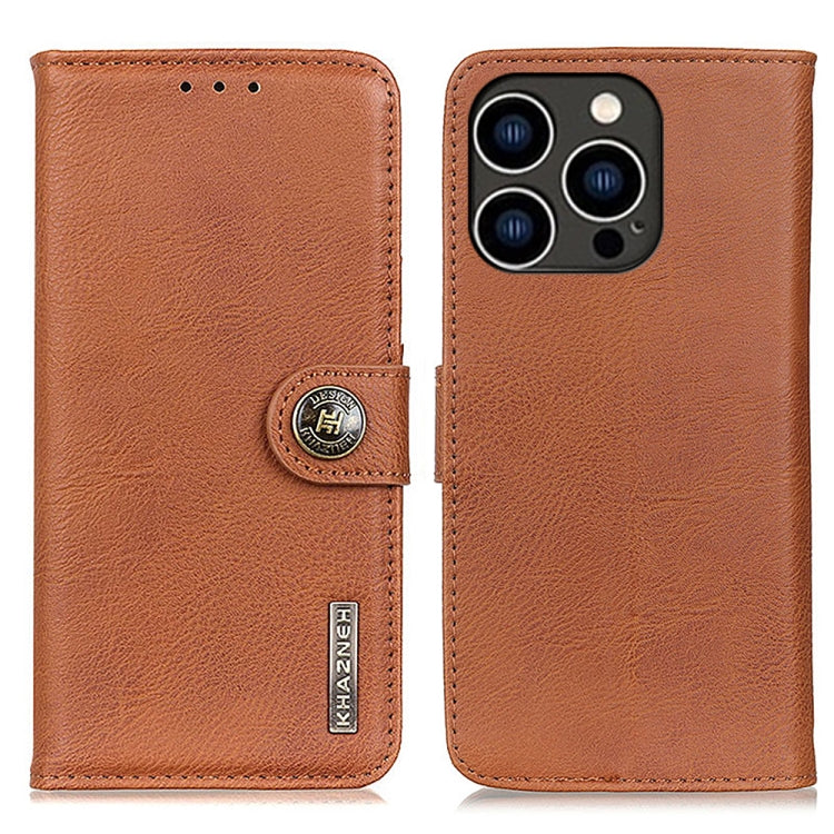 KHAZNEH Cowhide Texture Horizontal Flip Leather Phone Case, For iPhone 16 Pro Max, For iPhone 16 Pro, For iPhone 16 Plus, For iPhone 16, iPhone 16e, For iPhone 15 Pro Max, For iPhone 15 Pro, For iPhone 15 Plus, For iPhone 15