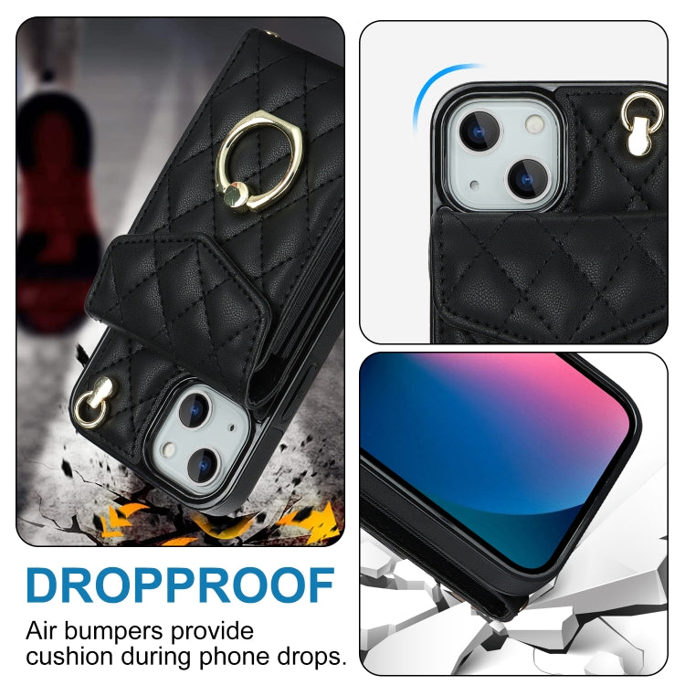 جراب هاتف على شكل حقيبة بطاقات بملمس معيني مع حبل طويل، مناسب لأجهزة iPhone 14 وiPhone 14 Pro وiPhone 14 Pro Max وiPhone 13 Pro Max وiPhone 13 Pro وiPhone 13