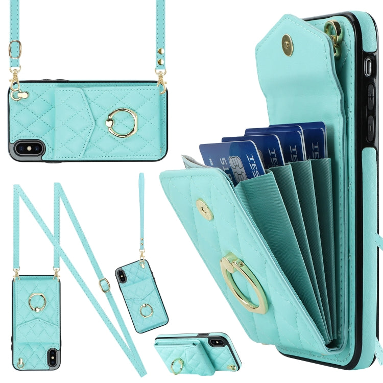 جراب هاتف بتصميم معيني مع حبل طويل، لهاتف iPhone XS Max