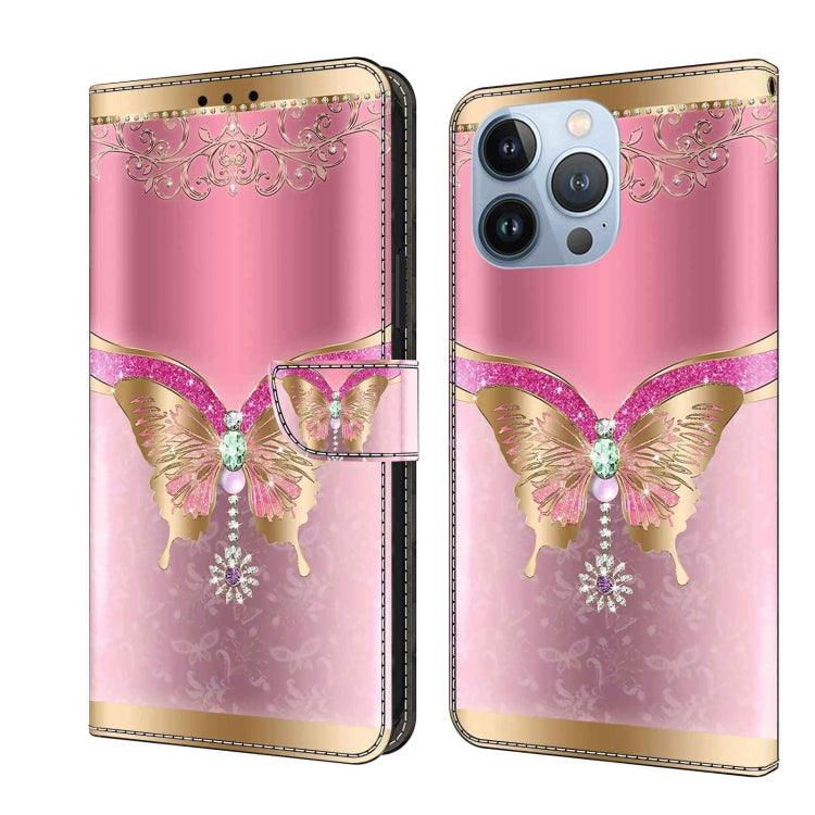 Crystal 3D Shockproof Protective Leather Phone Case, For iPhone 14 Pro Max, For iPhone 15
