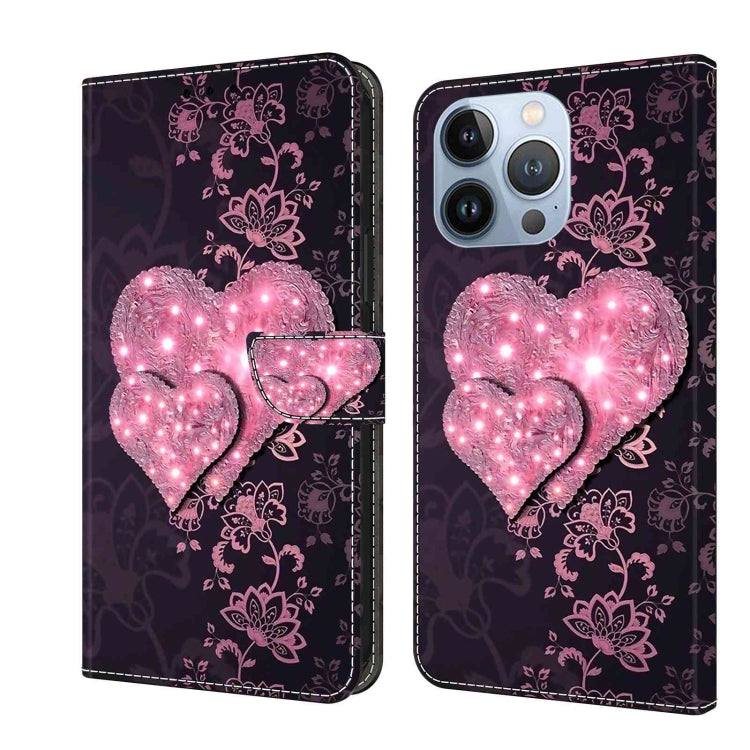Crystal 3D Shockproof Protective Leather Phone Case, For iPhone 14 Pro Max, For iPhone 15