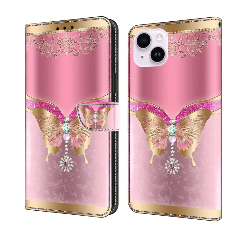 Crystal 3D Shockproof Protective Leather Phone Case, For iPhone 15 Plus, For iPhone 14 Pro