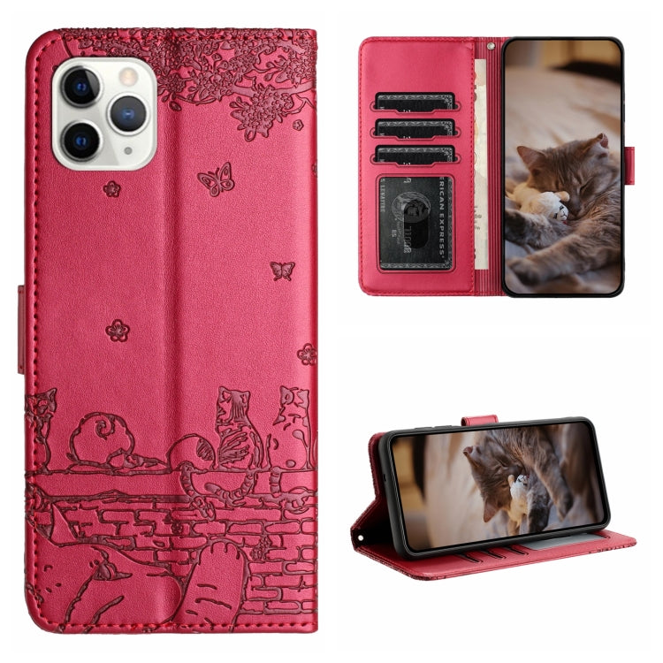 Cat Embossing Pattern Leather Phone Case with Lanyard, For iPhone 12 mini, For iPhone 11 Pro Max, For iPhone 11, For iPhone 11 Pro