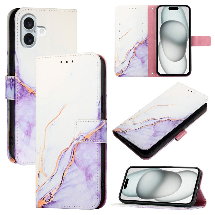 PT003 Marble Pattern Flip Leather Phone Case, For iPhone 16 Pro Max, For iPhone 16 Pro, For iPhone 16 Plus, For iPhone 16