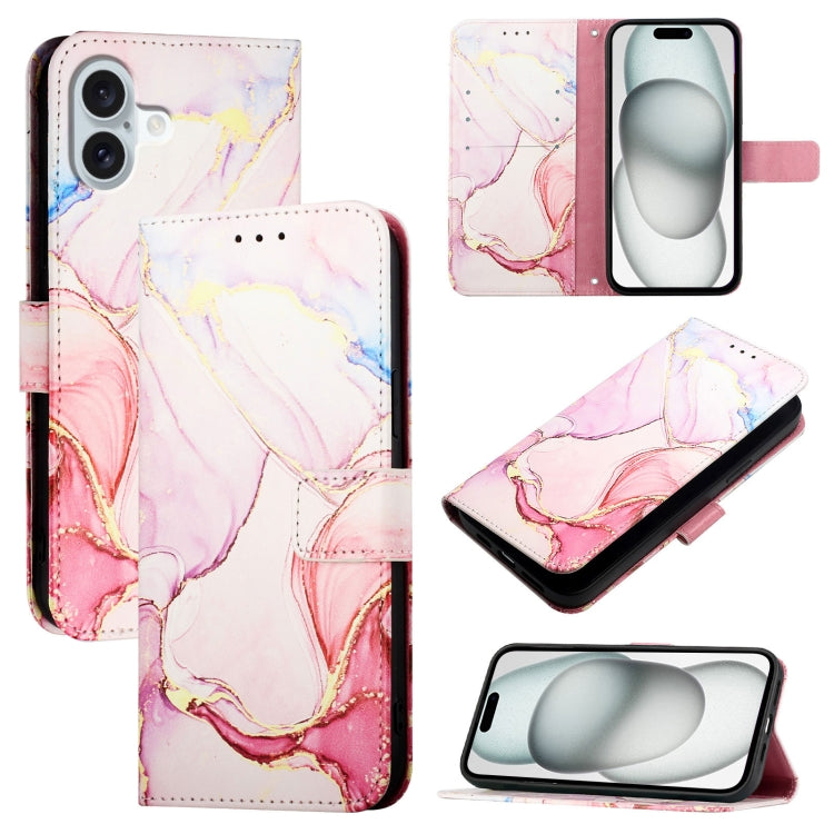PT003 Marble Pattern Flip Leather Phone Case, For iPhone 16 Pro Max, For iPhone 16 Pro, For iPhone 16 Plus, For iPhone 16