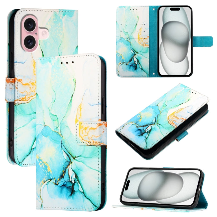 PT003 Marble Pattern Flip Leather Phone Case, For iPhone 16 Pro Max, For iPhone 16 Pro, For iPhone 16 Plus, For iPhone 16