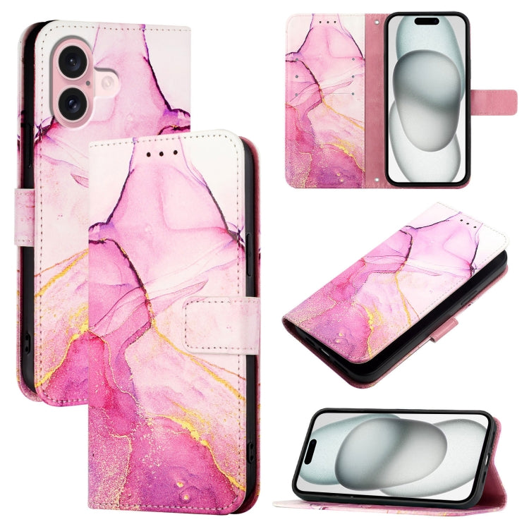 PT003 Marble Pattern Flip Leather Phone Case, For iPhone 16 Pro Max, For iPhone 16 Pro, For iPhone 16 Plus, For iPhone 16