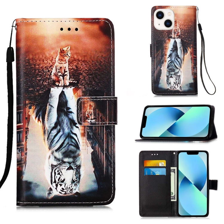 Colored Drawing Pattern Plain Weave Leather Phone Case