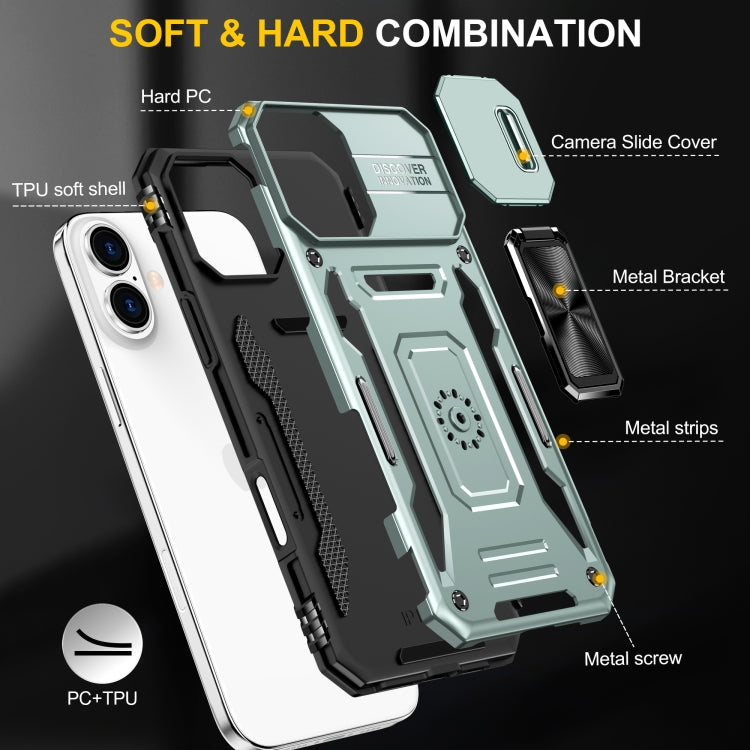Armor PC + TPU Camera Shield Phone Case, For iPhone 16, For iPhone 15 Pro Max, For iPhone 15 Pro, For iPhone 15 Plus, For iPhone 15