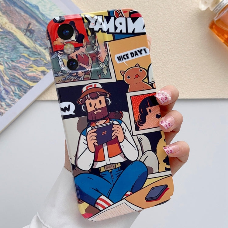 جراب هاتف PC بفتحة دقيقة بنمط مرسوم، لهاتف iPhone X / XS