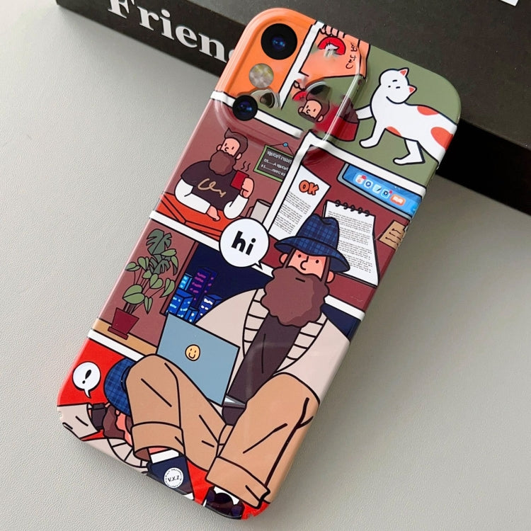 جراب هاتف PC بفتحة دقيقة بنمط مرسوم، لهاتف iPhone X / XS