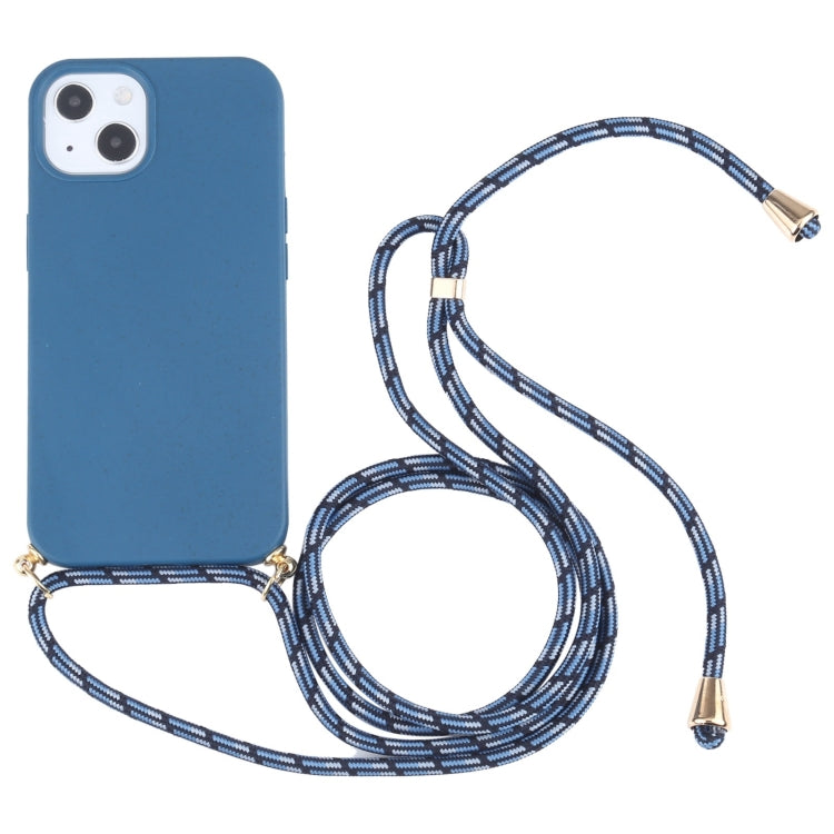 جراب هاتف مقاوم للصدمات من مادة TPU من قش القمح مع حبل للرقبة، لهاتف iPhone 15 Plus، لهاتف iPhone 15