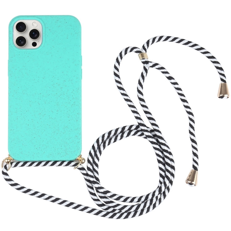 جراب هاتف مقاوم للصدمات من مادة TPU من قش القمح مع حبل للرقبة، لهاتف iPhone 16 Pro Max، وiPhone 16 Pro، وiPhone 16 Plus