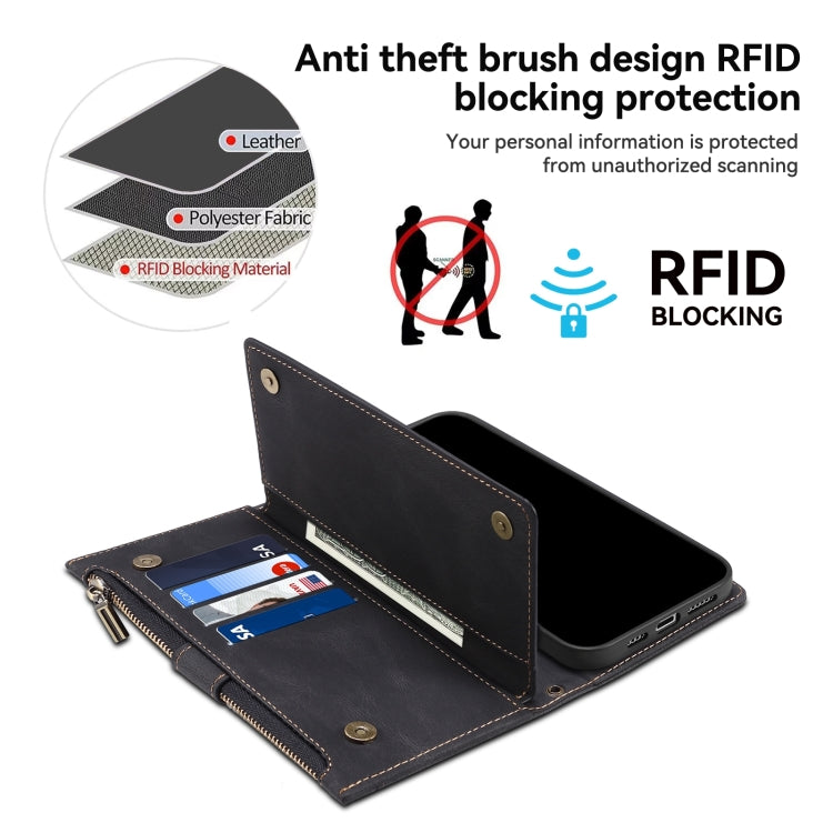 ESEBLE Retro Frosted RFID Flip Leather Phone Case, For iPhone 15 Pro, For iPhone 15 Plus, For iPhone 15