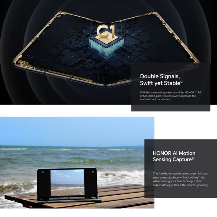 Honor Magic V2 Ultimate 5G، شاشة 7.92 بوصة + شاشة 6.43 بوصة MagicOS 7.2 Snapdragon 8 Gen2 ثماني النواة حتى 3.36 جيجاهرتز، الشبكة: 5G، OTG، لا يدعم Google Play، 16 جيجابايت + 1 تيرابايت