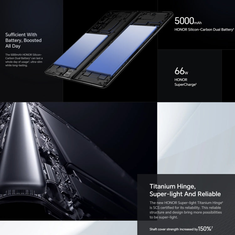 Honor Magic V2 Ultimate 5G، شاشة 7.92 بوصة + شاشة 6.43 بوصة MagicOS 7.2 Snapdragon 8 Gen2 ثماني النواة حتى 3.36 جيجاهرتز، الشبكة: 5G، OTG، لا يدعم Google Play، 16 جيجابايت + 1 تيرابايت