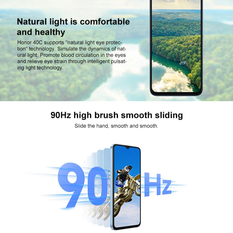 Honor Play 40C 5G، شاشة 6.56 بوصة، MagicOS 7.1، معالج Snapdragon 480 Plus ثماني النواة حتى 2.2 جيجاهرتز، شبكة 5G، لا يدعم Google Play، 6 جيجابايت + 128 جيجابايت