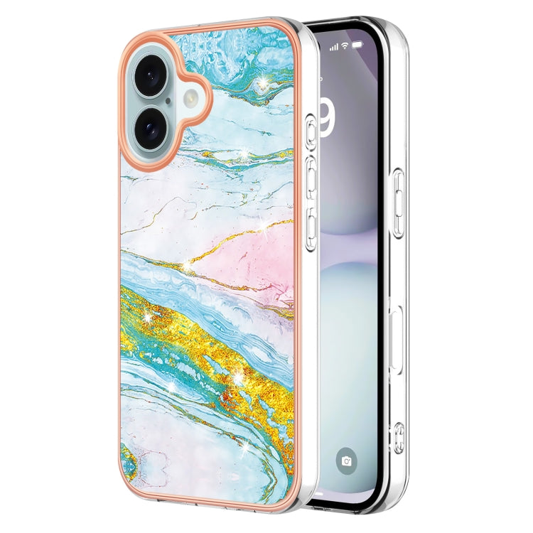 Electroplating Marble Pattern Dual-side IMD TPU Shockproof Phone Case, For iPhone 16 Pro Max, For iPhone 16 Pro, For iPhone 16 Plus, For iPhone 16, For iPhone 15 Pro Max, For iPhone 15 Pro, For iPhone 15 Plus, For iPhone 15