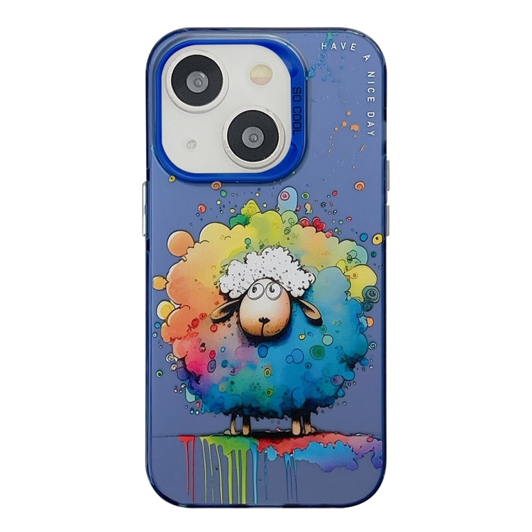 جراب هاتف من البولي يوريثين الحراري + سلسلة لوحات زيتية بنمط حيواني، لهاتف iPhone 15