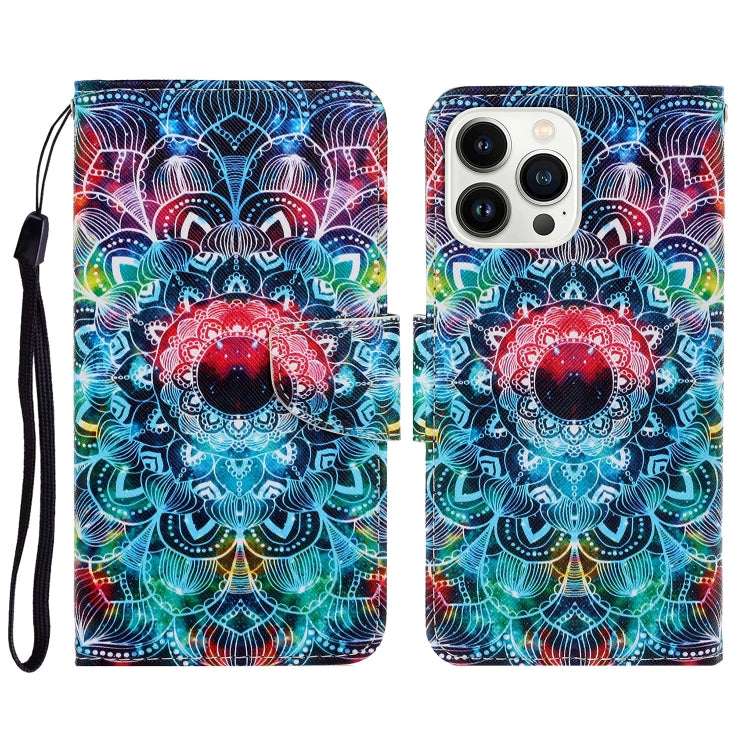 3D Colored Drawing Flip Leather Phone Case, For iPhone 15 Pro Max, For iPhone 15 Pro