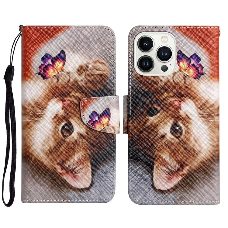 3D Colored Drawing Flip Leather Phone Case, For iPhone 15 Pro Max, For iPhone 15 Pro