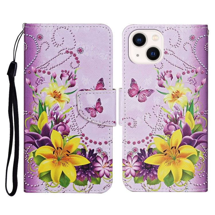 3D Colored Drawing Flip Leather Phone Case, For iPhone 15 Plus, For iPhone 15
