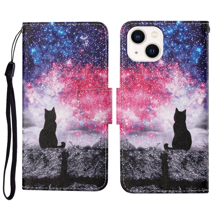 3D Colored Drawing Flip Leather Phone Case, For iPhone 15 Plus, For iPhone 15