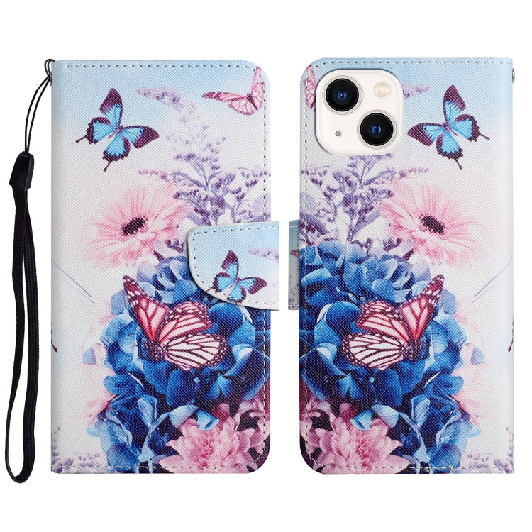 3D Colored Drawing Flip Leather Phone Case, For iPhone 15 Plus, For iPhone 15