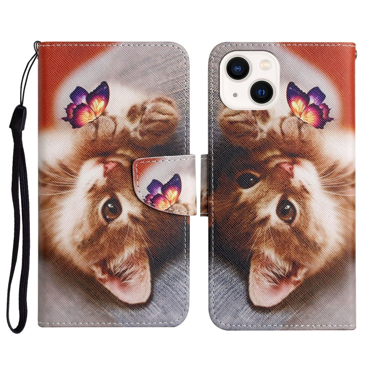 3D Colored Drawing Flip Leather Phone Case, For iPhone 15 Plus, For iPhone 15