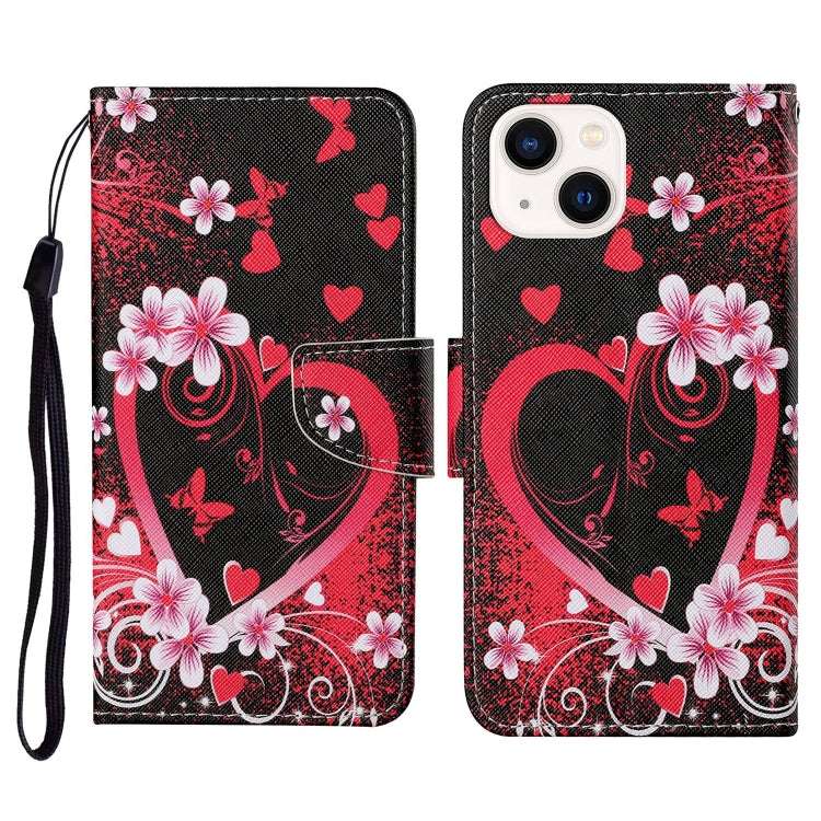 3D Colored Drawing Flip Leather Phone Case, For iPhone 15 Plus, For iPhone 15