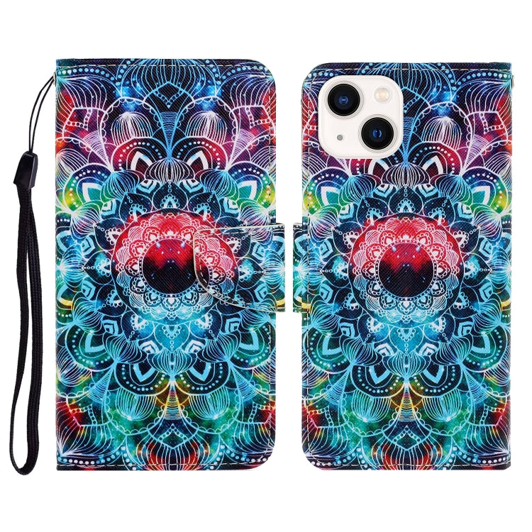 3D Colored Drawing Flip Leather Phone Case, For iPhone 15 Plus, For iPhone 15