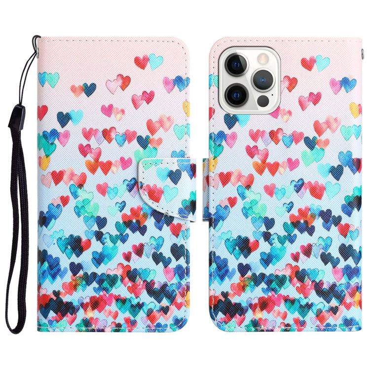 Colored Drawing Leather Phone Case, For iPhone 15 Pro Max, For iPhone 15 Pro, For iPhone 15 Plus, For iPhone 15