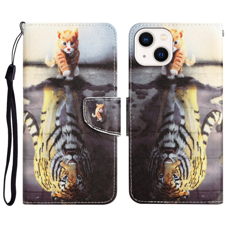 Colored Drawing Leather Phone Case, For iPhone 15 Pro Max, For iPhone 15 Pro, For iPhone 15 Plus, For iPhone 15