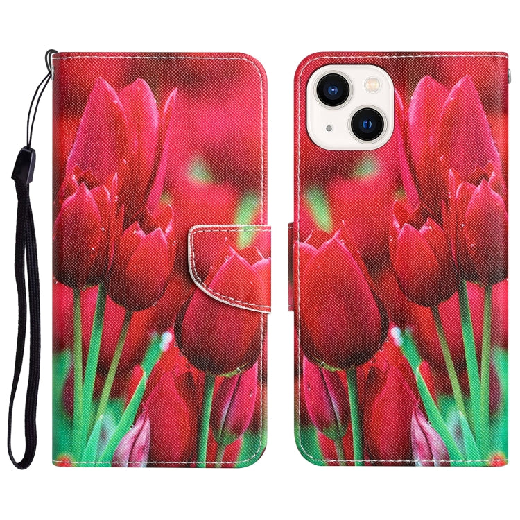 Colored Drawing Leather Phone Case, For iPhone 15 Pro Max, For iPhone 15 Pro, For iPhone 15 Plus, For iPhone 15
