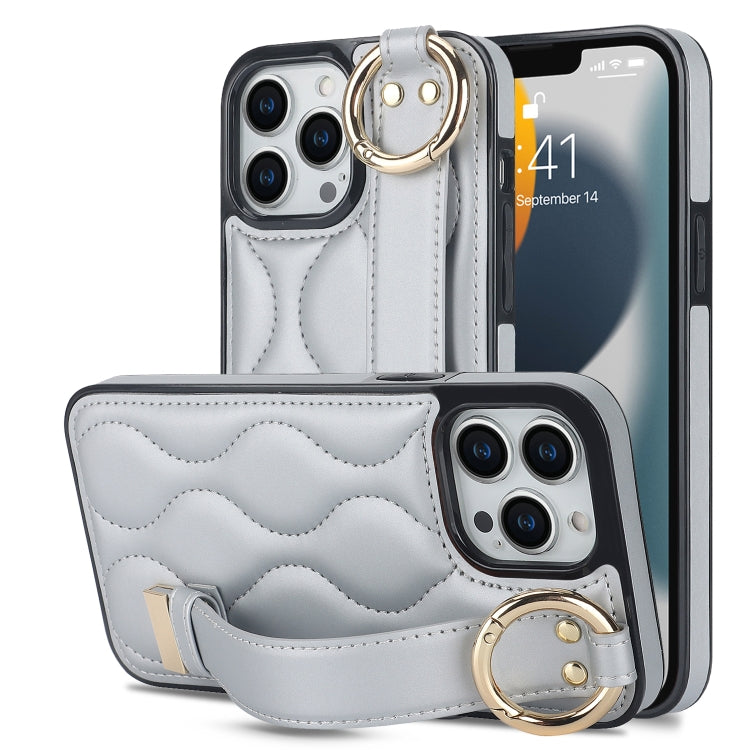 Non-slip Full Coverage Ring PU Phone Case with Wristband, For iPhone 14 Pro, For iPhone 14 Pro Max, For iPhone 13 Pro Max