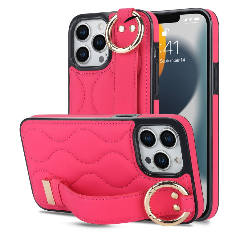 Non-slip Full Coverage Ring PU Phone Case with Wristband, For iPhone 14 Pro, For iPhone 14 Pro Max, For iPhone 13 Pro Max