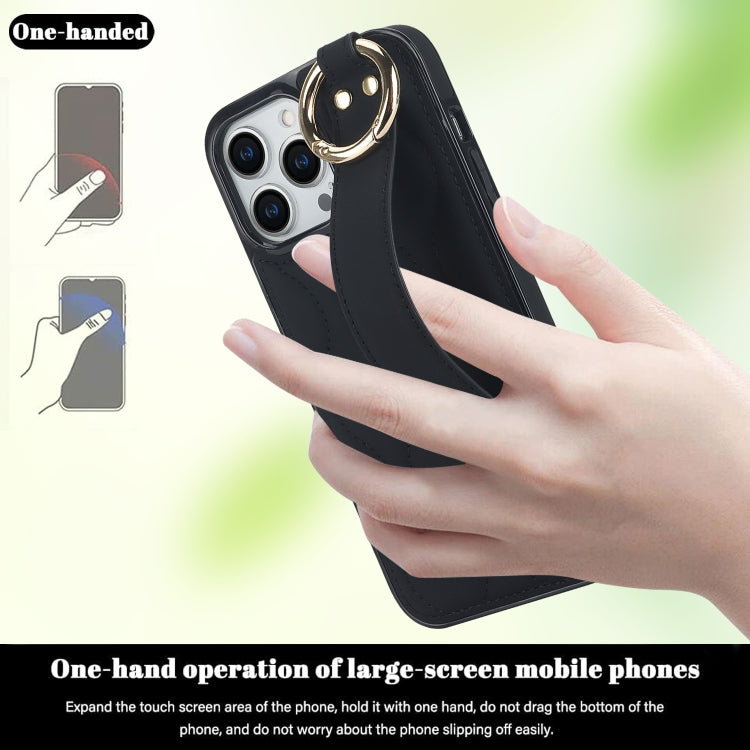 Non-slip Full Coverage Ring PU Phone Case with Wristband, For iPhone 14 Pro, For iPhone 14 Pro Max, For iPhone 13 Pro Max