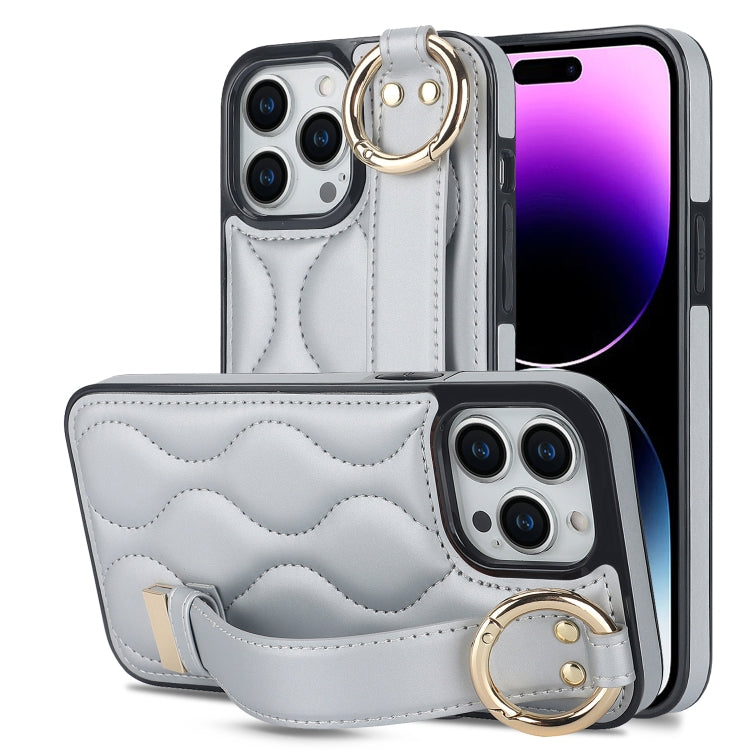 Non-slip Full Coverage Ring PU Phone Case with Wristband, For iPhone 14 Pro, For iPhone 14 Pro Max, For iPhone 13 Pro Max