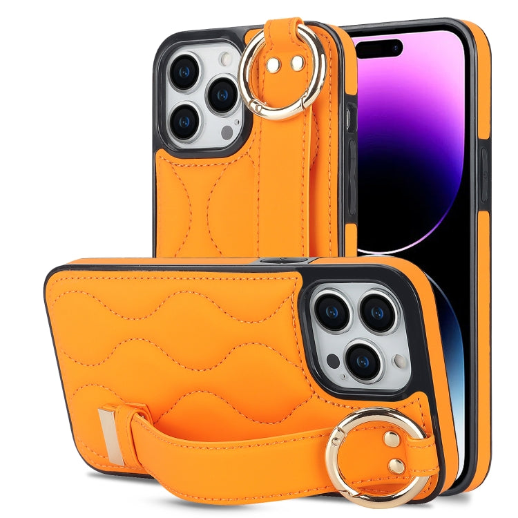 Non-slip Full Coverage Ring PU Phone Case with Wristband, For iPhone 14 Pro, For iPhone 14 Pro Max, For iPhone 13 Pro Max