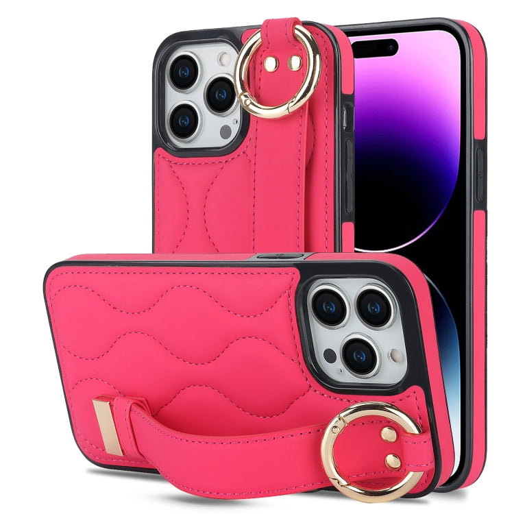 Non-slip Full Coverage Ring PU Phone Case with Wristband, For iPhone 14 Pro, For iPhone 14 Pro Max, For iPhone 13 Pro Max